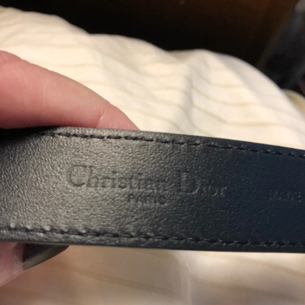 Dior Black Leather Belt with Gold Buckle - Picture 3 of 3